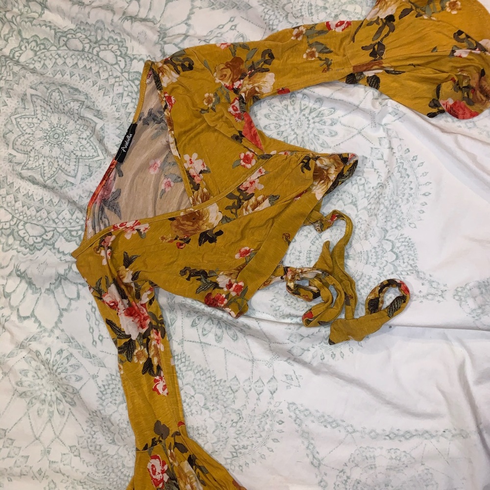 yellow floral crop top